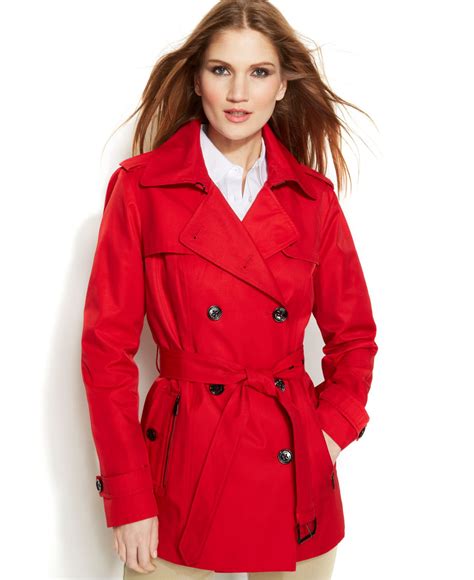 michael kors trenchcoat red|Michael Kors belted trench coats.